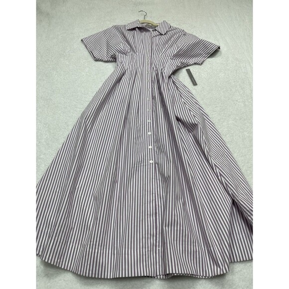 Exquise Anthropologie Midi Shirt Dress Tobie Purple Pleated Preppy Boho XS NWT - Picture 2 of 14